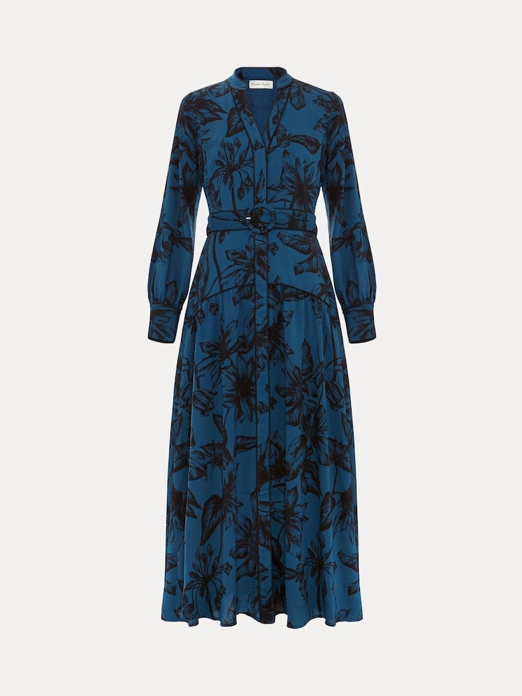 Phase Eight Blue Petite Shakira Floral Midaxi Dress - Image 8 of 8