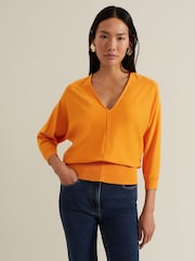 Phase Eight Orange Gina V-Neck Batwing Jumper - Image 1 of 7