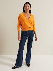 Phase Eight Orange Gina V-Neck Batwing Jumper - Image 3 of 7