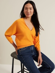 Phase Eight Orange Gina V-Neck Batwing Jumper - Image 4 of 7