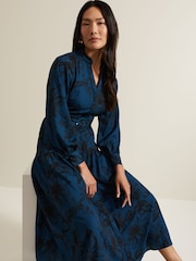 Phase Eight Blue Shakira Floral Midaxi Dress - Image 6 of 7