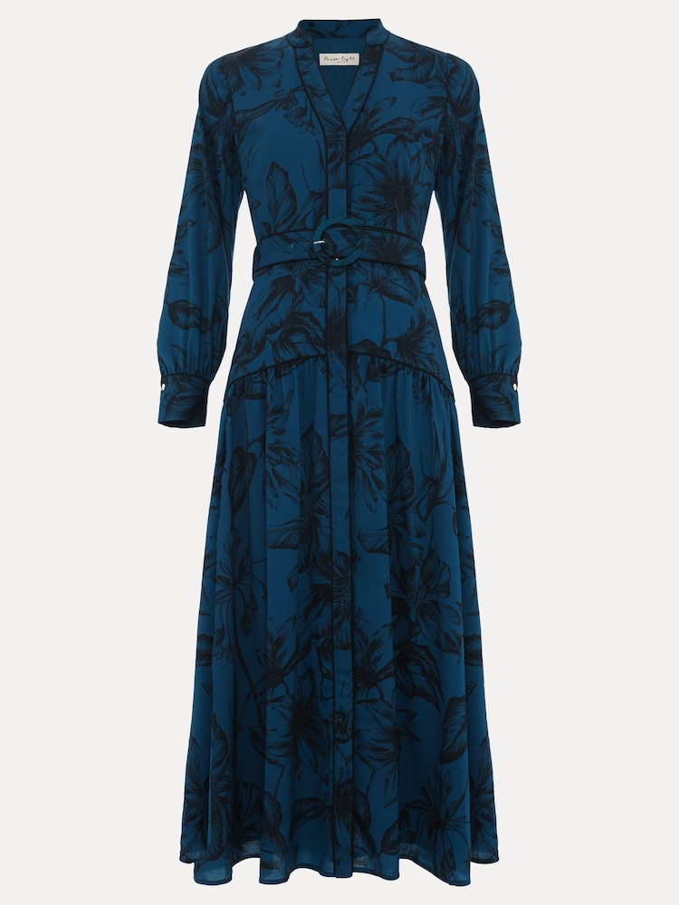 Phase Eight Blue Shakira Floral Midaxi Dress - Image 7 of 7