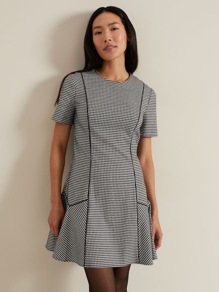 Phase Eight Black Viola Houndstooth Mini Dress - Image 1 of 7