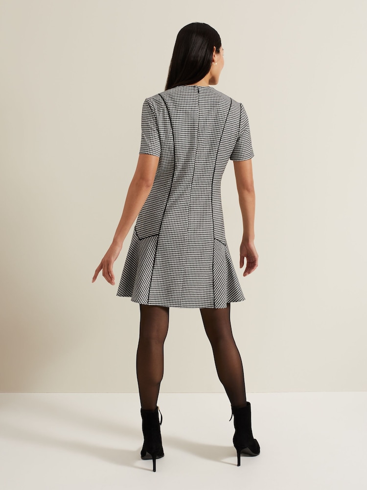 Phase Eight Black Viola Houndstooth Mini Dress - Image 2 of 7
