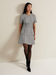 Phase Eight Black Viola Houndstooth Mini Dress - Image 3 of 7