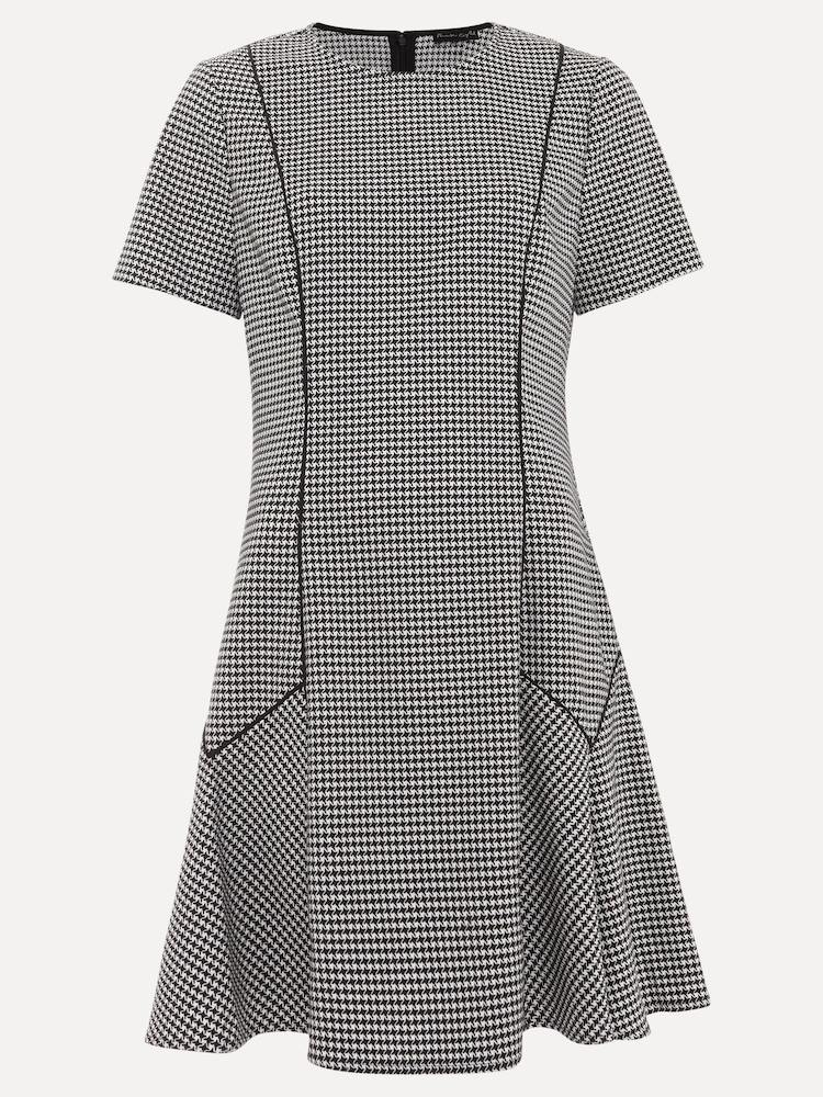 Phase Eight Black Viola Houndstooth Mini Dress - Image 7 of 7