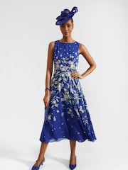 Hobbs Blue Floral Petite Petite Carly Dress - Image 1 of 4