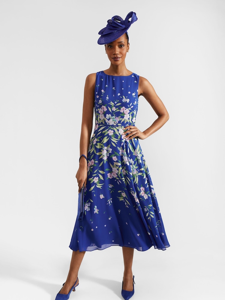 Hobbs Blue Floral Petite Petite Carly Dress - Image 1 of 4
