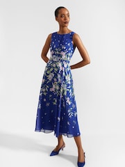 Hobbs Blue Floral Petite Petite Carly Dress - Image 3 of 4