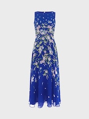 Hobbs Blue Floral Petite Petite Carly Dress - Image 4 of 4