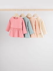 Blue/Pink Baby Long Sleeve Ribbed 100% Cotton Tops 4 Pack - Image 1 of 11