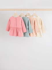 Blue/Pink Baby Long Sleeve Ribbed 100% Cotton Tops 4 Pack - Image 2 of 11