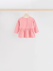 Blue/Pink Baby Long Sleeve Ribbed 100% Cotton Tops 4 Pack - Image 7 of 11