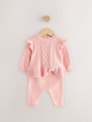 Pink 100% Cotton Knitted 2 Piece Set - Image 2 of 4
