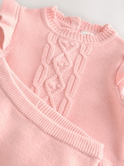 Pink 100% Cotton Knitted 2 Piece Set - Image 3 of 4