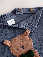 Blue 100% Cotton Bear Knitted 2 Piece Set - Image 4 of 4