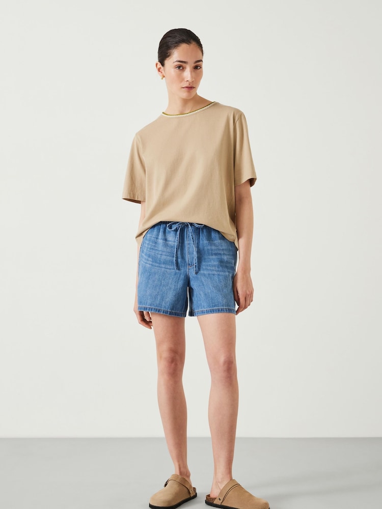 Hush Brown Lucy Crochet Trim 100% Cotton T-Shirt - Image 2 of 5