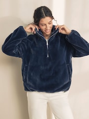 Blue Faux Fur Half Zip Top - Image 2 of 9