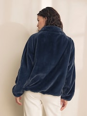 Blue Faux Fur Half Zip Top - Image 3 of 9