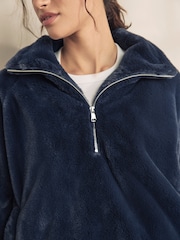 Blue Faux Fur Half Zip Top - Image 6 of 9