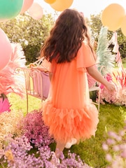 Bright Orange Mesh Party Dress (3-16yrs) - Image 2 of 9