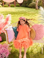 Bright Orange Mesh Party Dress (3-16yrs) - Image 5 of 9