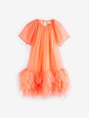 Bright Orange Mesh Party Dress (3-16yrs) - Image 6 of 9