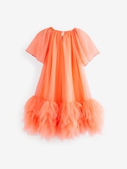 Bright Orange Mesh Party Dress (3-16yrs) - Image 7 of 9