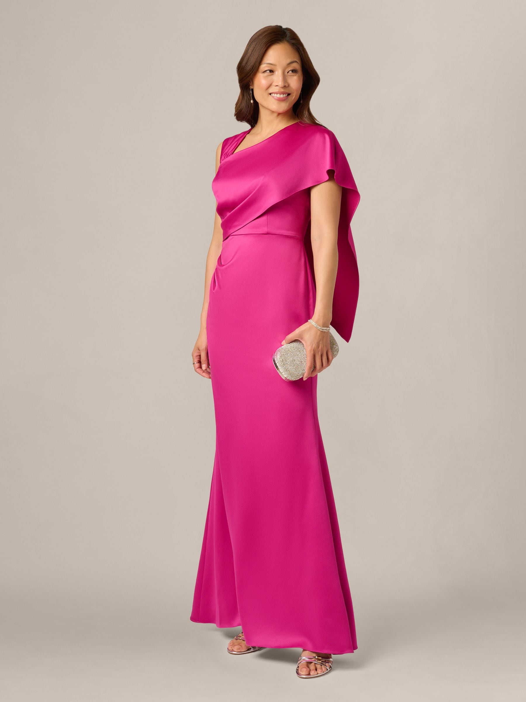Buy Adrianna Papell Pink Satin Crepe Draped Gown from Next USA