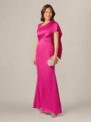 Adrianna Papell Pink Satin Crepe Draped Gown - Image 2 of 6