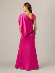 Adrianna Papell Pink Satin Crepe Draped Gown - Image 3 of 6
