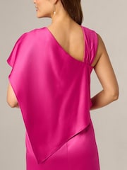 Adrianna Papell Pink Satin Crepe Draped Gown - Image 5 of 6