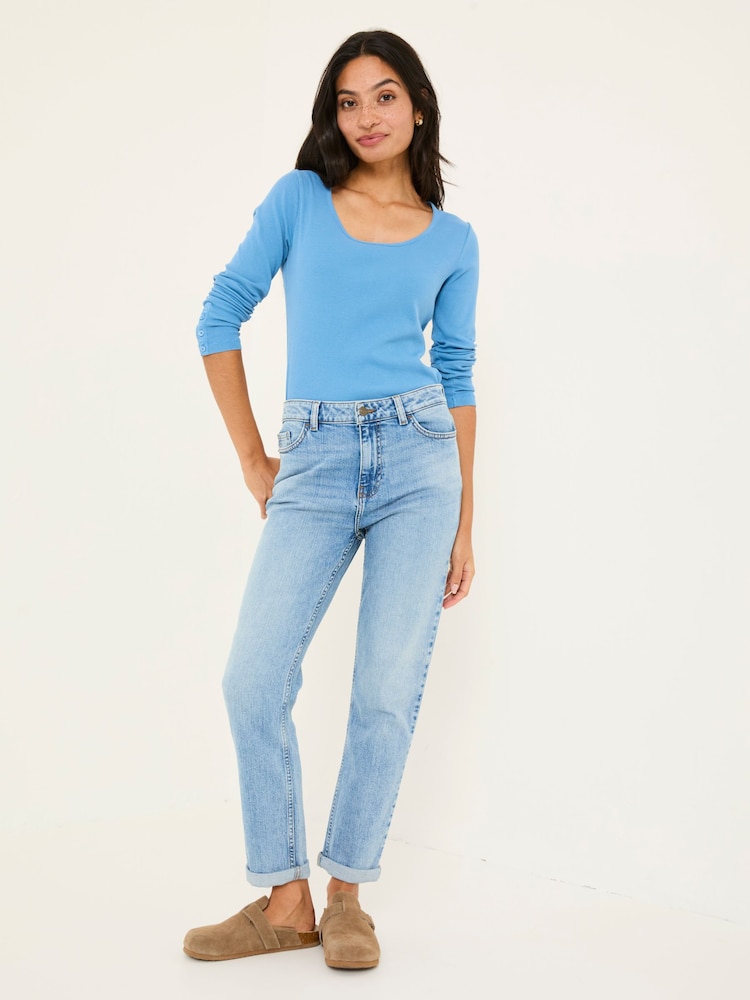 FatFace Chesham Light Blue Denim Girlfriend Jeans - Image 3 of 7