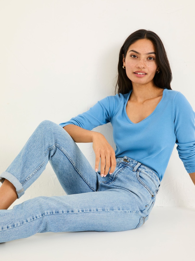 FatFace Chesham Light Blue Denim Girlfriend Jeans - Image 4 of 7