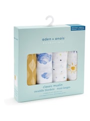 Aden + Anais White Essentials Cotton Muslin Blanket 4 Pack - Image 1 of 9