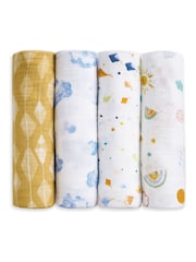 Aden + Anais White Essentials Cotton Muslin Blanket 4 Pack - Image 2 of 9