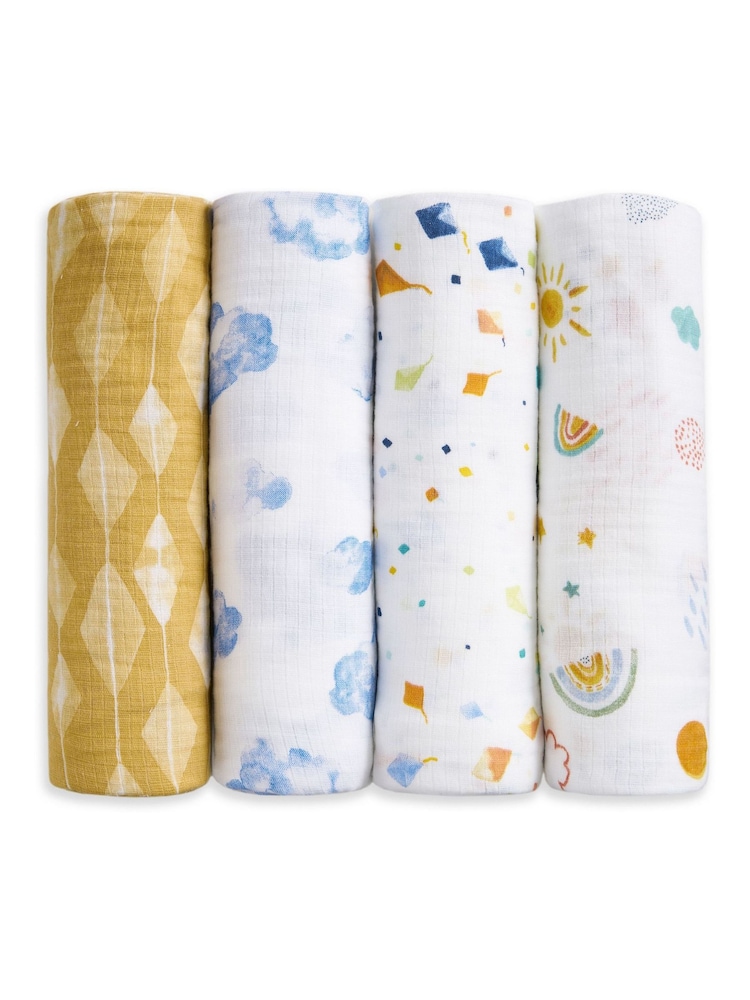 Aden + Anais White Essentials Cotton Muslin Blanket 4 Pack - Image 2 of 9 Aden + Anais White Essentials Cotton Muslin Blanket 4 Pack - Image 2 of 9