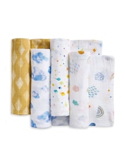Aden + Anais White Essentials Cotton Muslin Blanket 4 Pack - Image 3 of 9