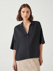 Hush Black Zia Linen Polo Shirt - Image 1 of 5