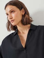 Hush Black Zia Linen Polo Shirt - Image 4 of 5