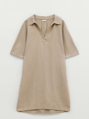 Hush Brown Orla Mini Linen 100% Cotton Polo Dress - Image 6 of 6
