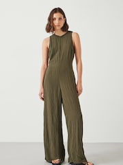 Hush Green Sandy Fluid 100% Cotton Wide Leg Jumpsuit - Image 2 of 6