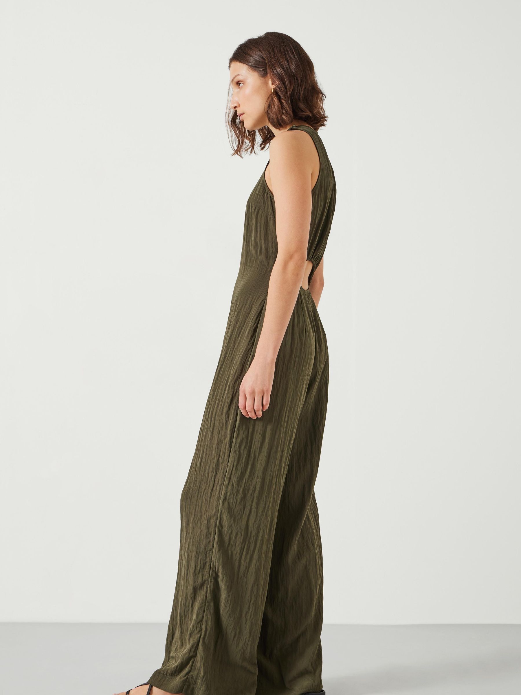 Buy Hush Green Sandy Fluid 100% Cotton Wide Leg Jumpsuit