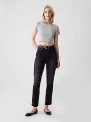 Black High Waisted Ankle Length Vintage Slim Jeans - Image 1 of 9