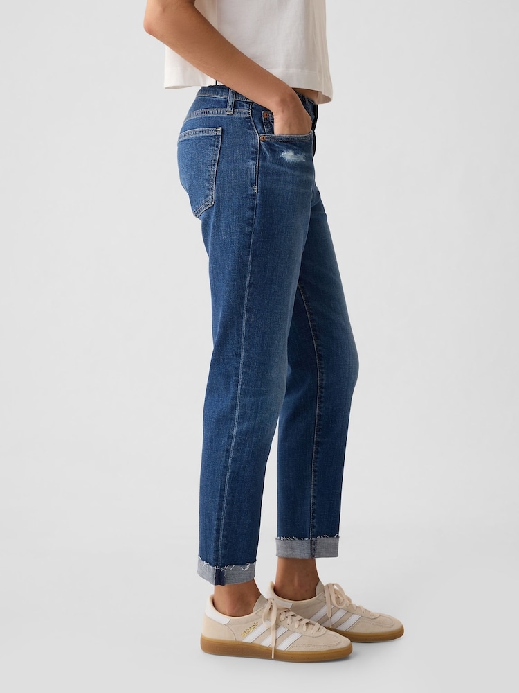Gap Blue Mid Rise Ankle Length Girlfriend Jeans - Image 4 of 6