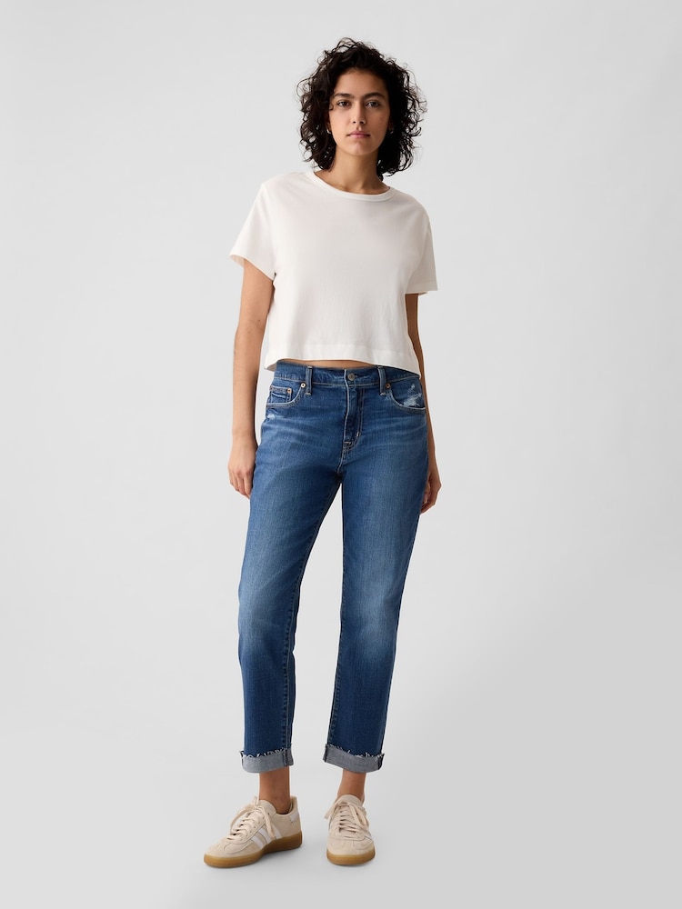 Gap Blue Mid Rise Ankle Length Girlfriend Jeans - Image 5 of 6