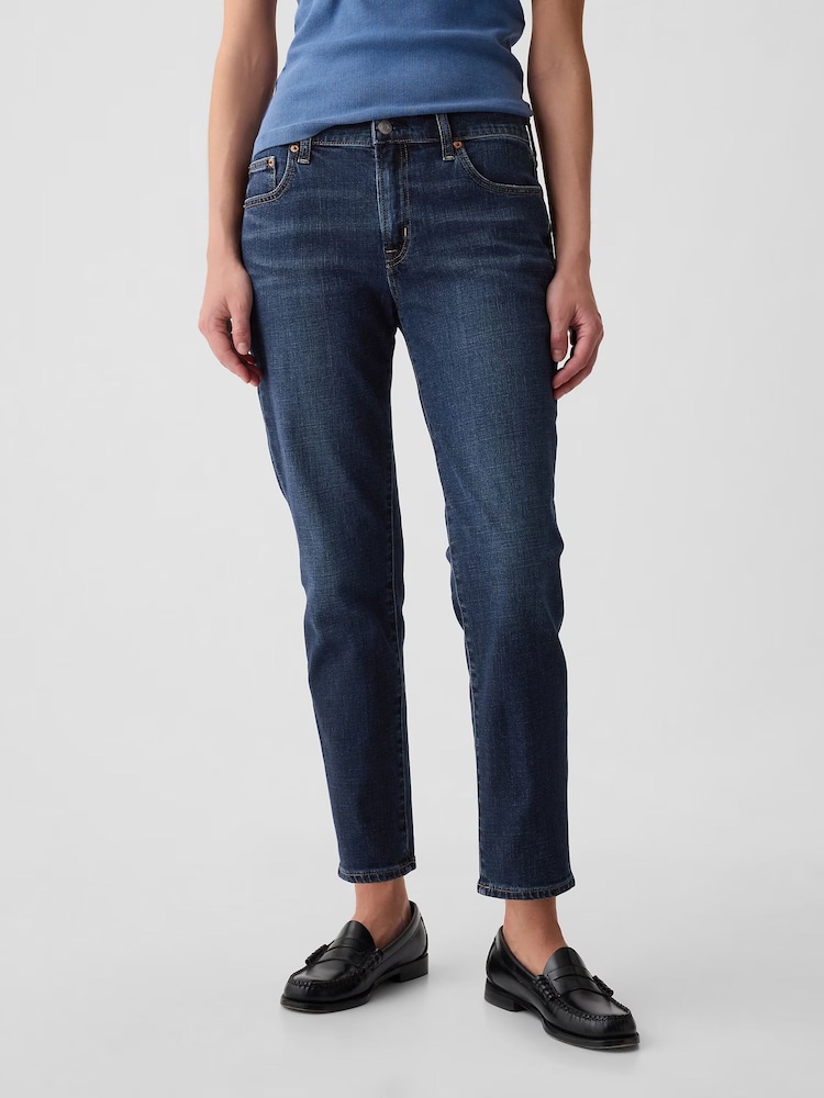 Gap Blue Mid Rise Ankle Length Girlfriend Jeans - Image 2 of 3