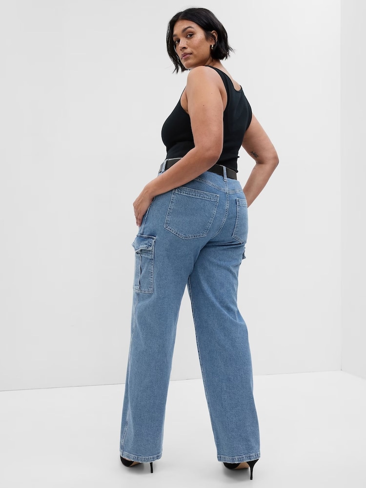 Gap Blue 90s Mid Rise Loose Cargo Jeans - Image 6 of 6
