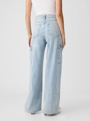 Gap Blue High Waisted Wide Leg Cargo Jeans - Image 3 of 6