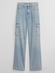 Gap Blue High Waisted Wide Leg Cargo Jeans - Image 5 of 6